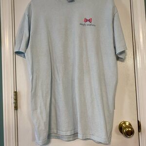Simply Southern  Light Blue Tee with Pink Bow